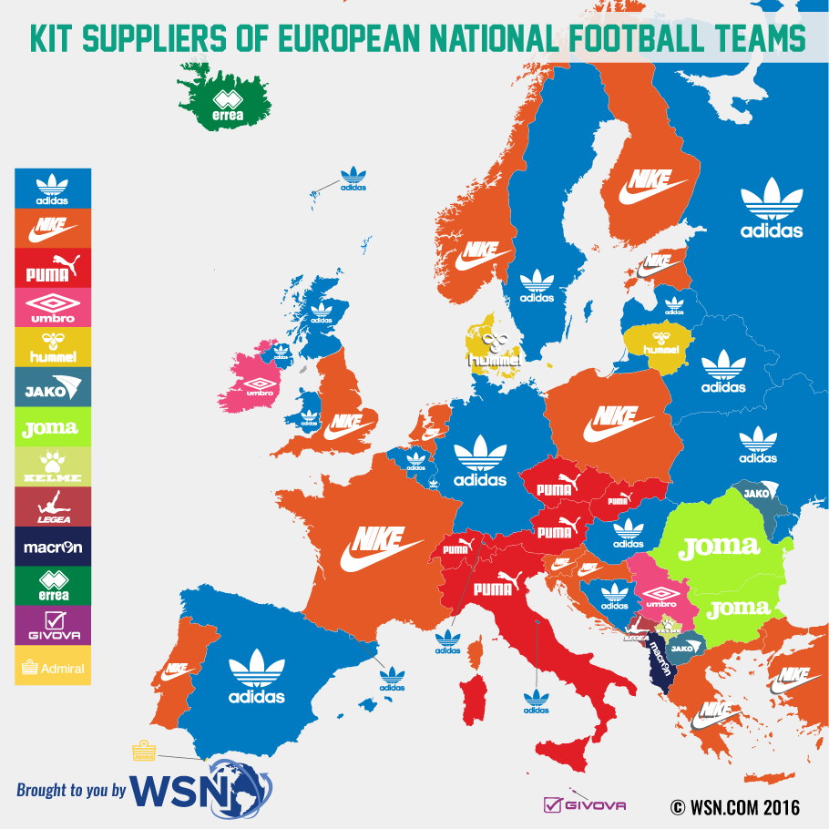 kit suppliers of european football teams map