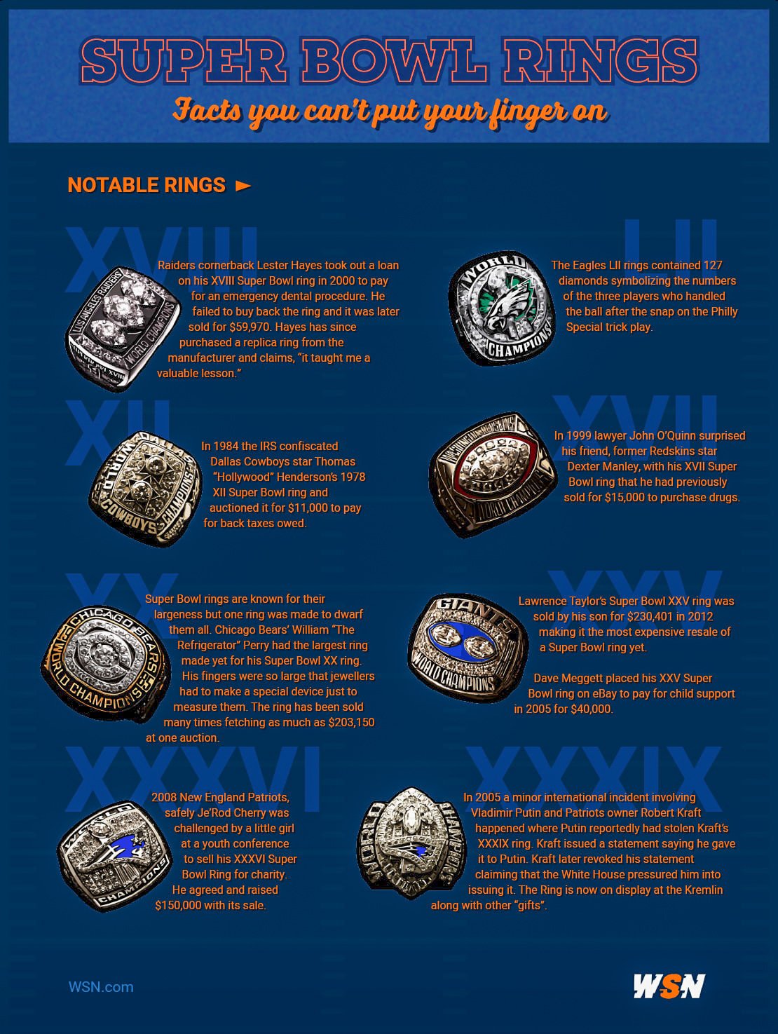 Notable Super Bowl Rings Inforgraphic