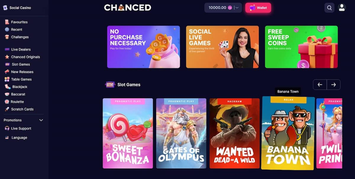 Chanced Casino User Interface