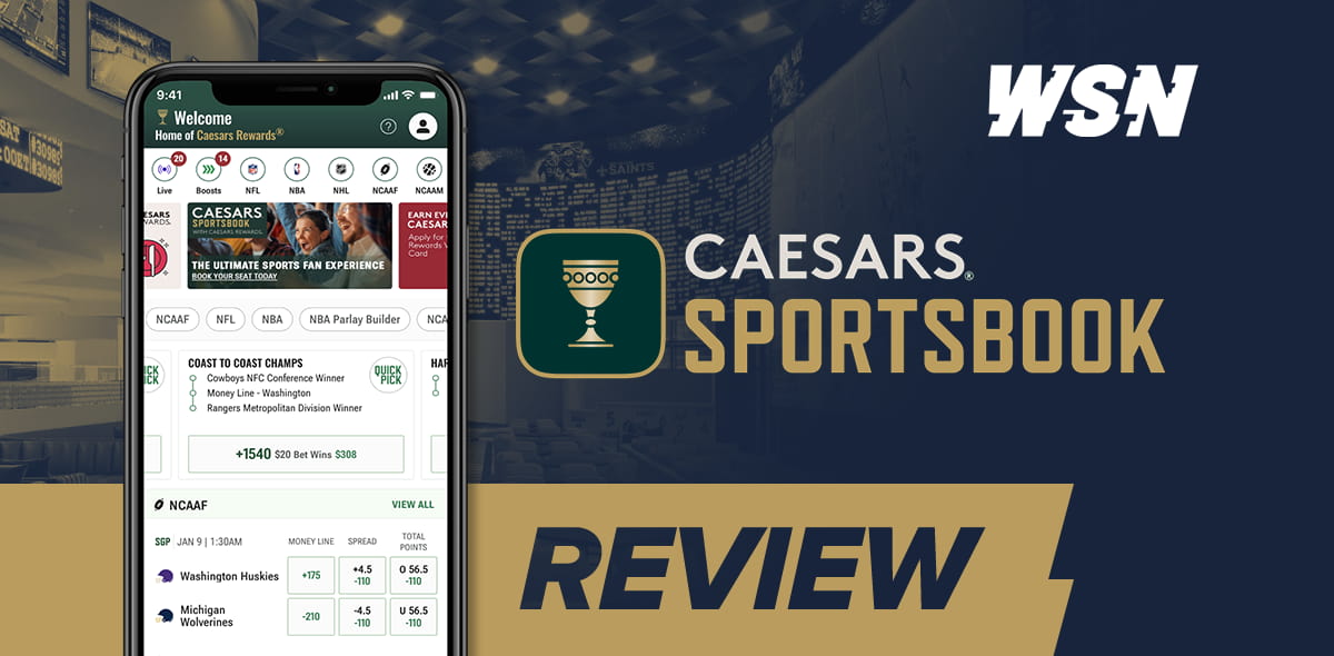 Caesars Sportsbook Review 2024 - $1,000 First Bet on Caesars OR $250 in Bonus Bets With Promo Code WSN1000