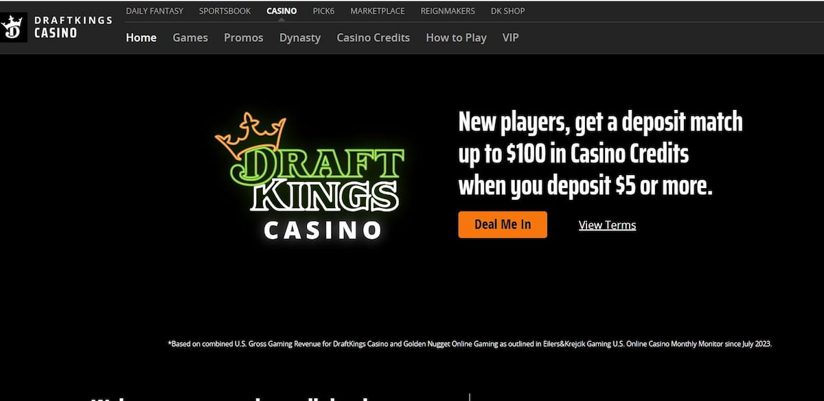 DraftKings Casino promo offer website page