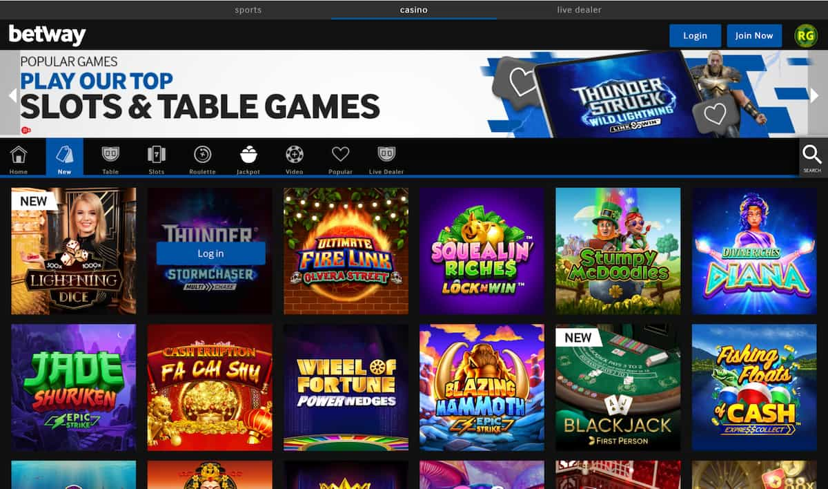 Betway Casino review homepage