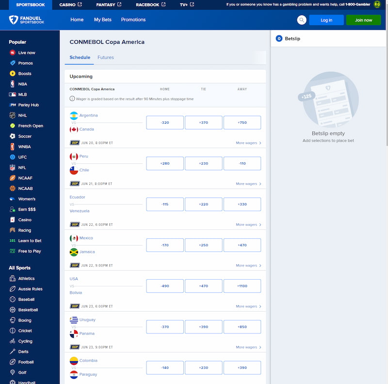 Copa America FanDuel Sportsbook