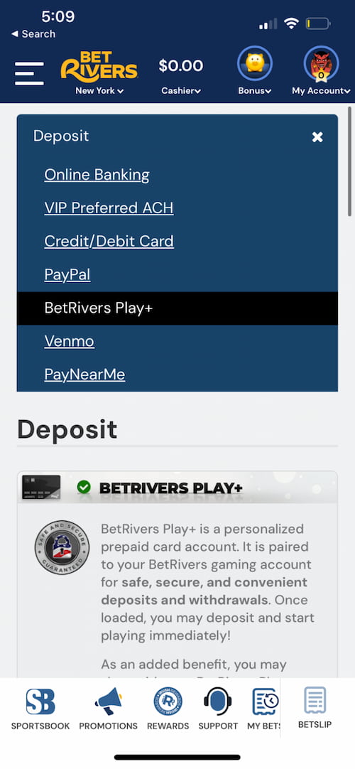 BetRivers Play+ Deposit