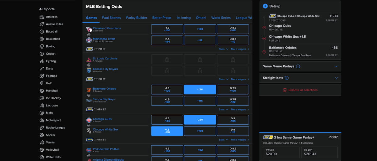 FanDuel Sportsbook MLB Betting Odds