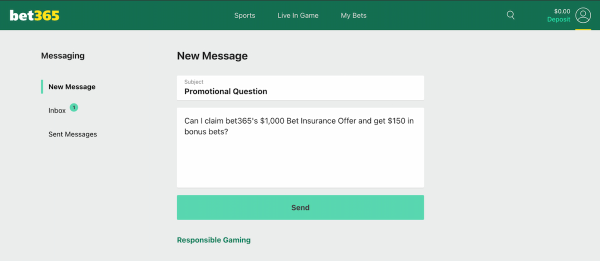 bet365 Review customer support message