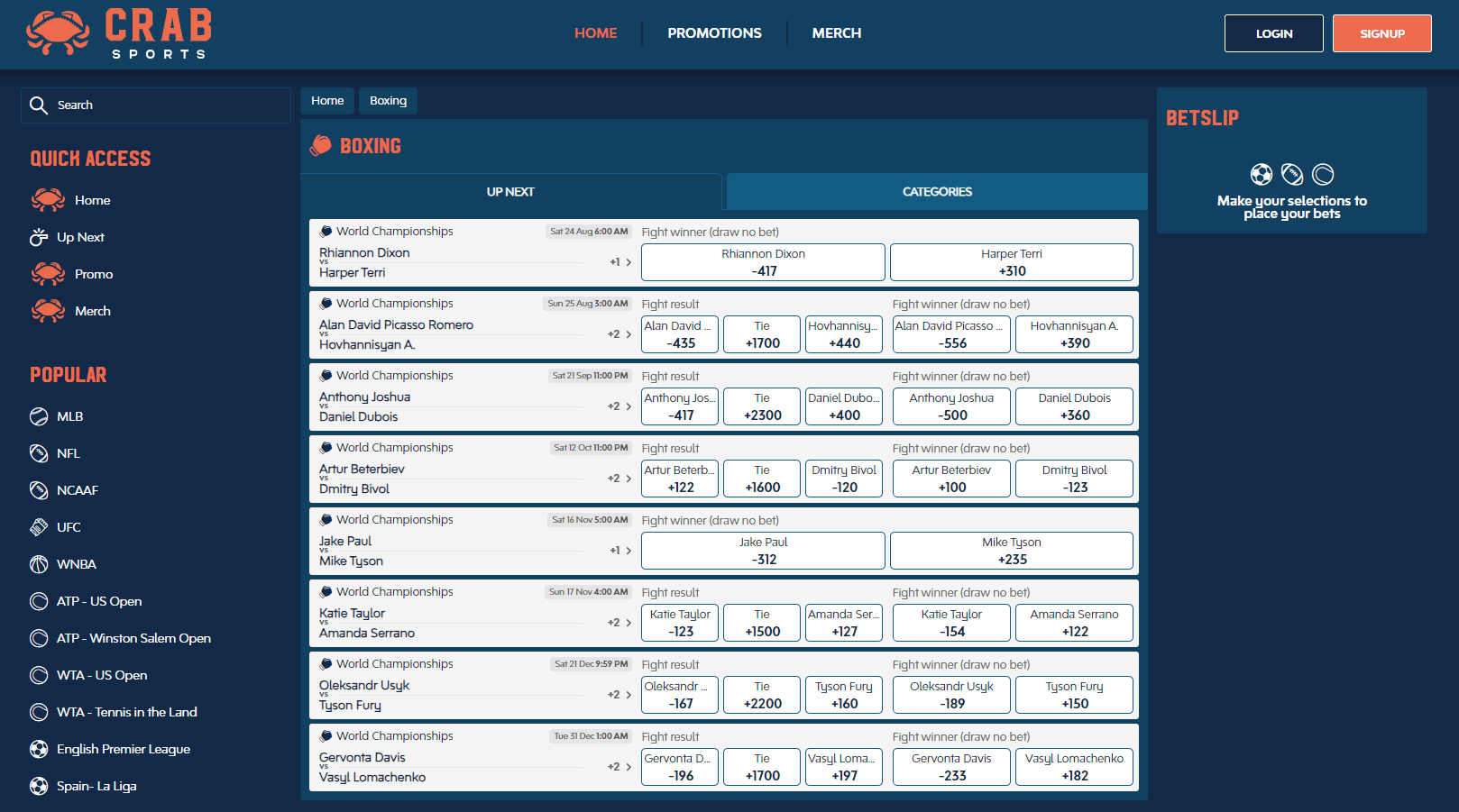 Crabs sports prop betting