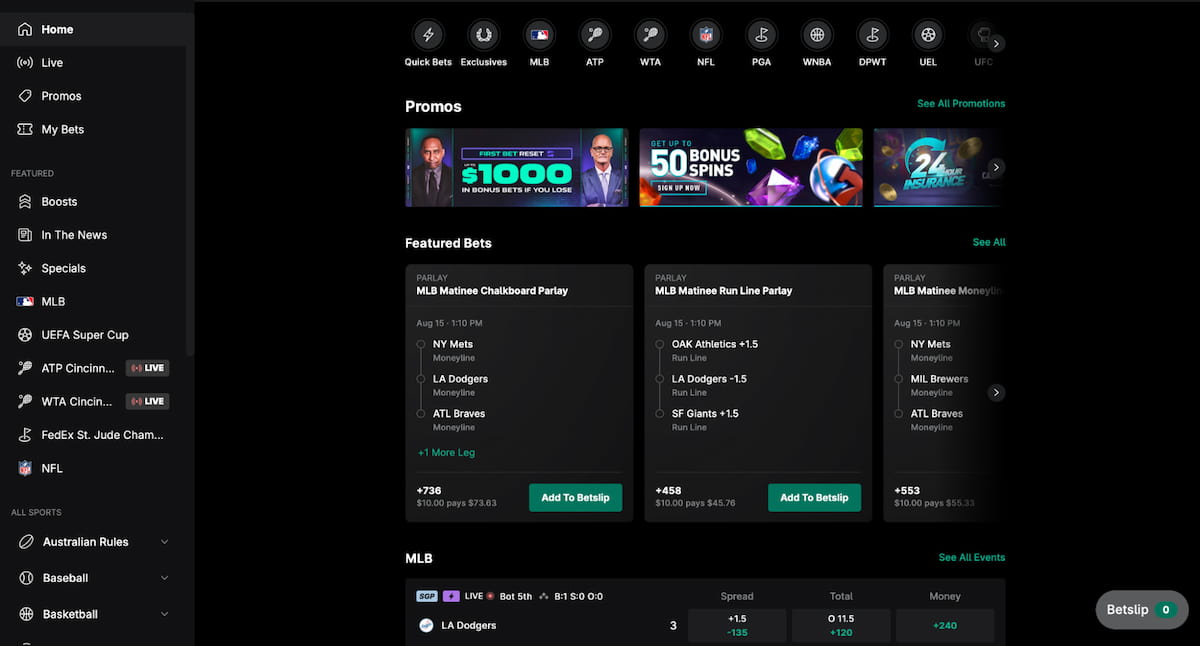 ESPN BET Desktop Experience