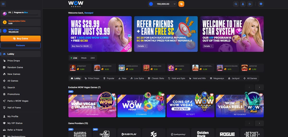 Wow Vegas Homepage