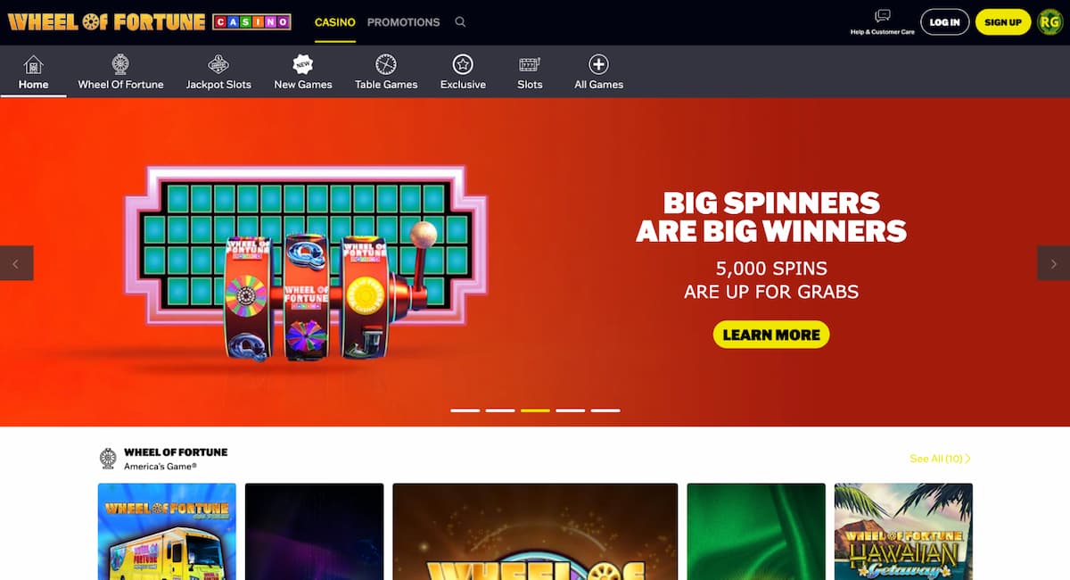 Wheel of Fortune Casino Homepage