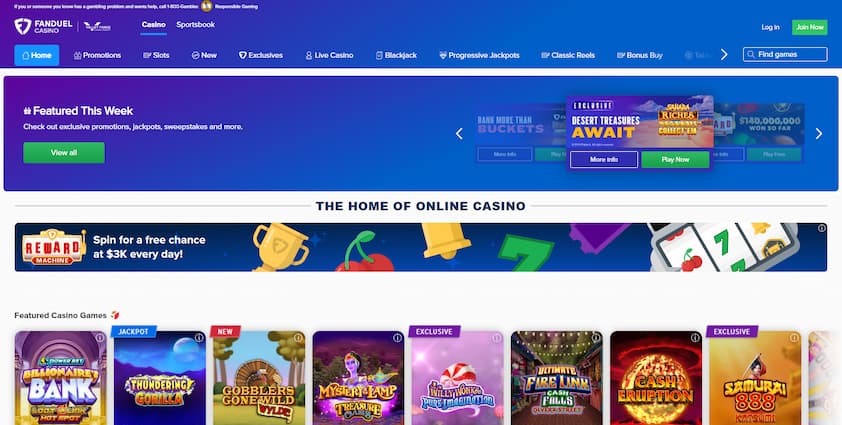 FanDuel PA Online Casino Homepage