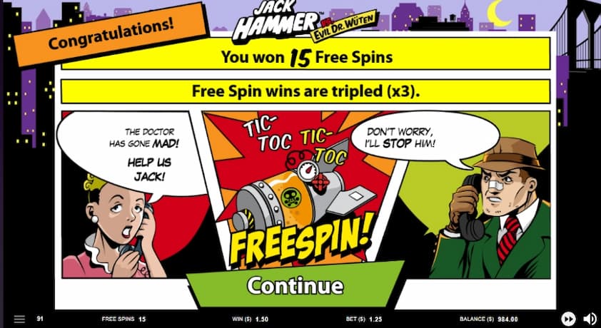 Jack Hammer Free Spins