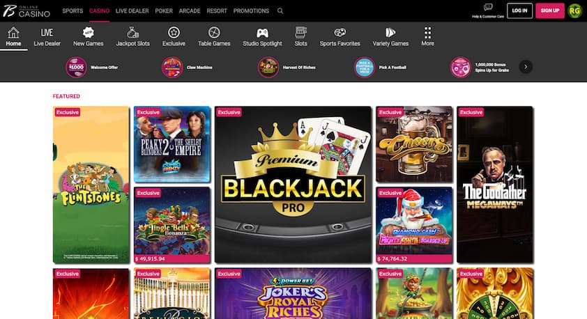 Borgata Casino NJ homepage with features games