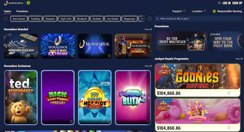 Horseshoe Online Casino homepage