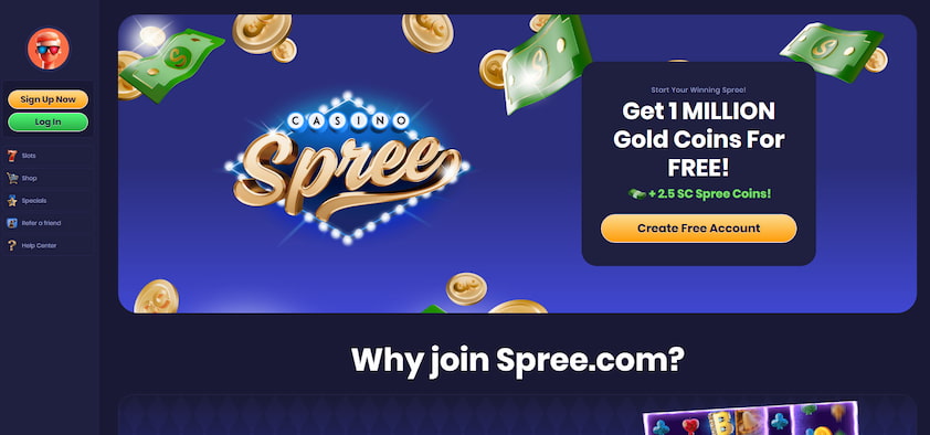 Spree Casino homepage