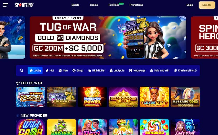 Sportzino Casino New Jersey homepage