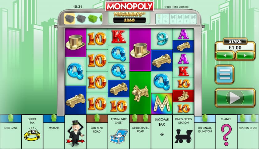 Monopoly Megaways Slot Reels