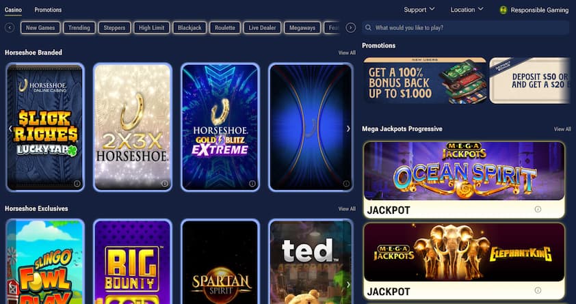 Horseshoe Online Casino Homepage