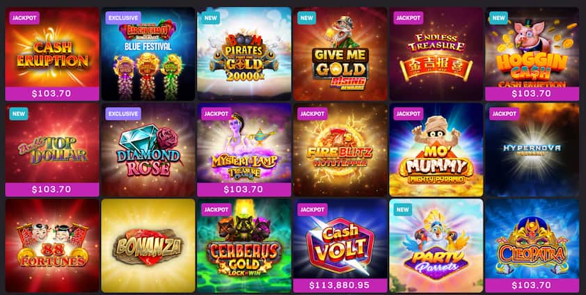 Hard Rock Bet Casino slot game menu