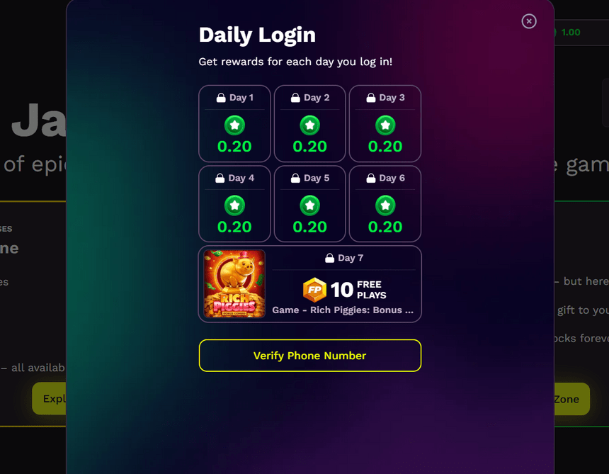 JackpotRabbit daily login bonus