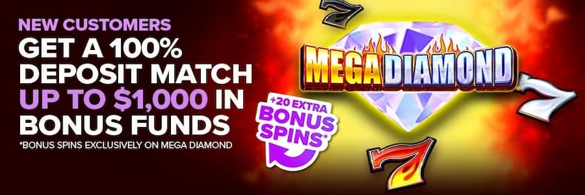Jackpot City Casino 100% deposit match bonus offer with 20 extra bonus spins