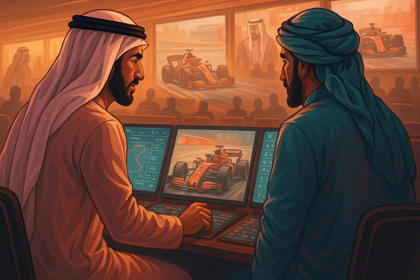 A Formula 1 car speeding on a race track, symbolizing real-time betting strategy and fast-paced decision-making in motorsport wagering.