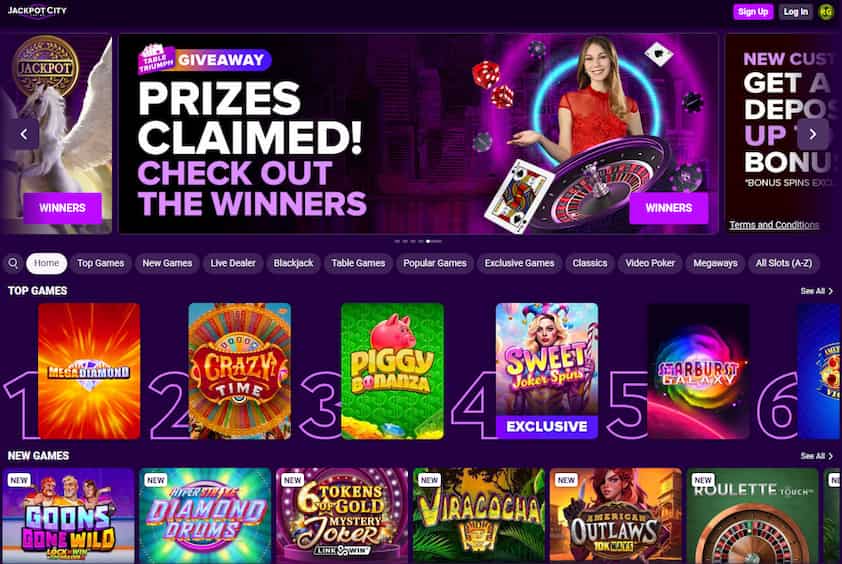 Jackpot City Casino New Jersey homepage