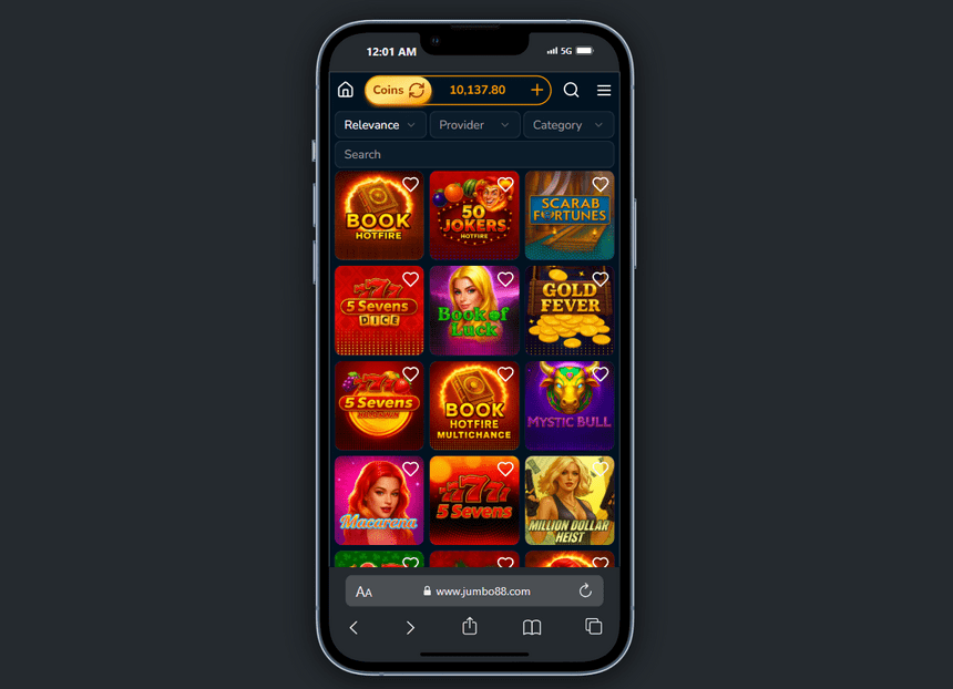 Jumbo88 mobile view