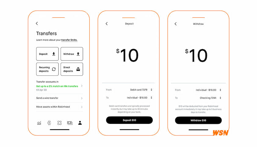 Robinhood Deposits and Withdrawal Methods