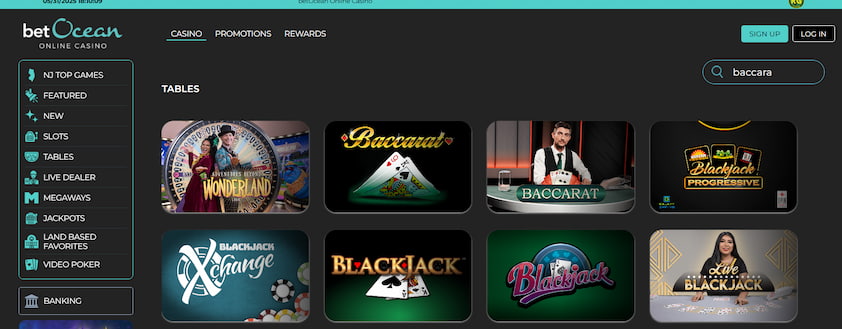 betOcean Casino Baccarat Game Section