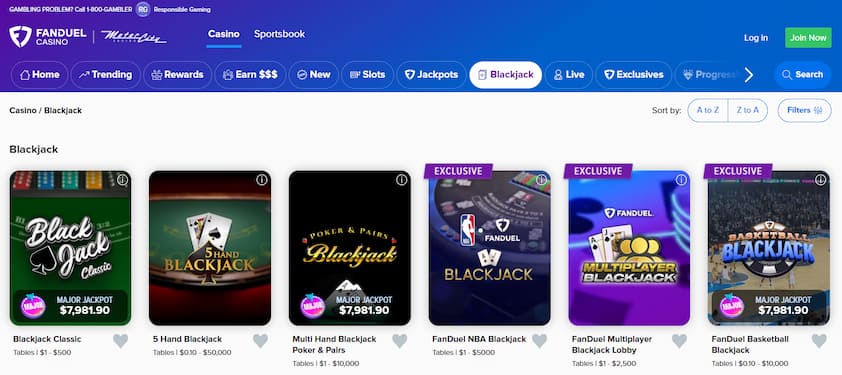 FanDuel Casino roulette game section