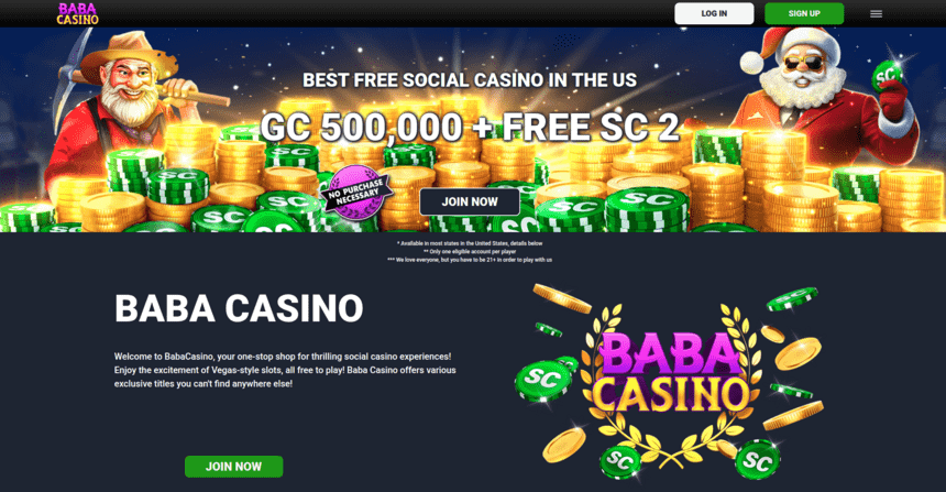 Baba Casino Homepage