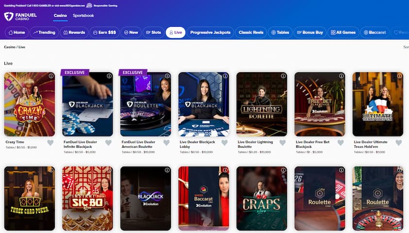 FanDuel Live Casino Games