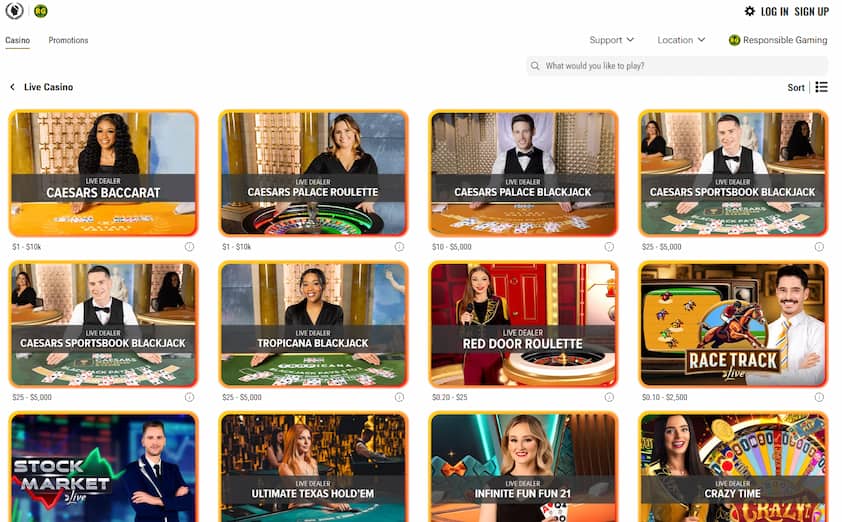 Caesars Live Casino Games