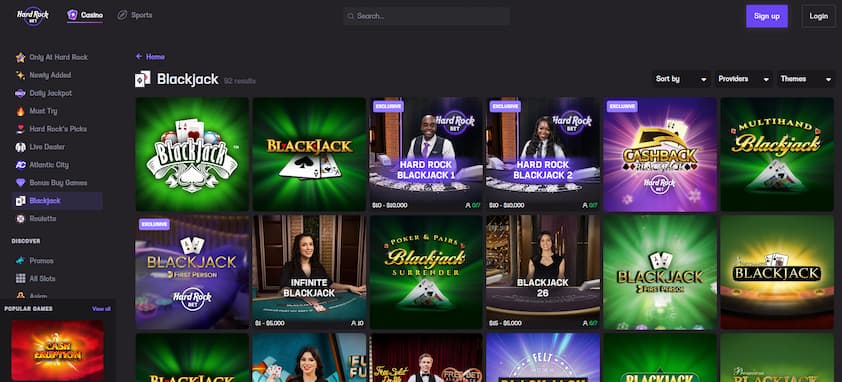 Hard Rock Bet Casino Blackjack Game Section
