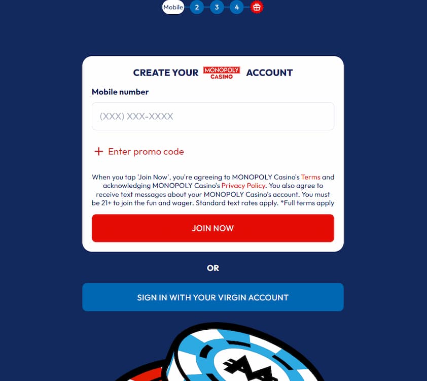 Monopoly Casino mobile app sign up