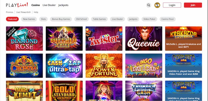 PlayLive! Casino Homepage