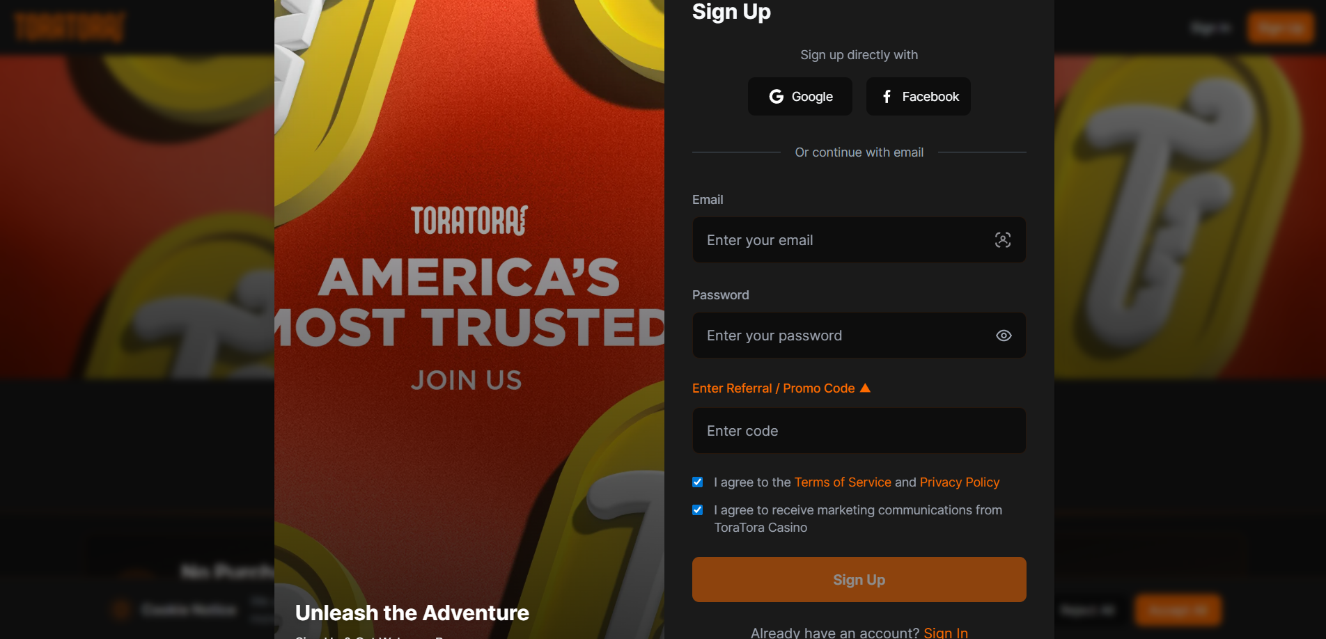 Tora Tora Signups