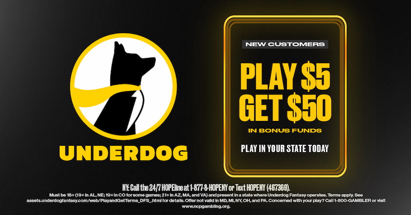 Underdog Promo Code Play $5, Get $50 Offer