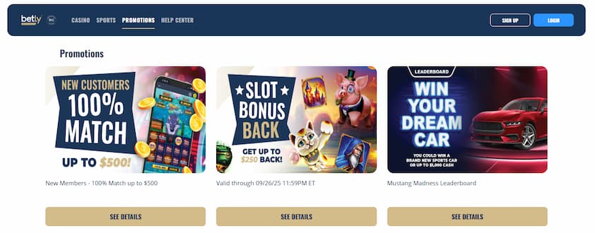 Betly Casino Bonus Offers