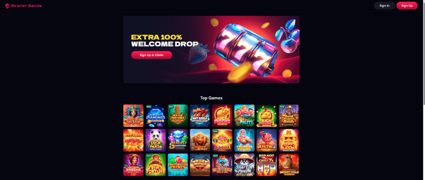 Scarlet Sands Casino Homepage