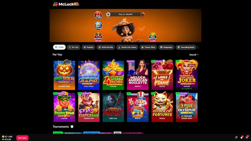 McLuck Sweeps Halloween Bonus