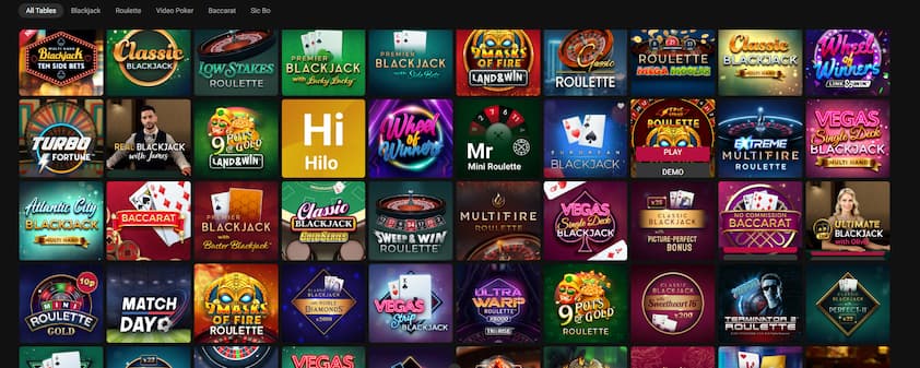 Ruby Fortune Casino Table Games