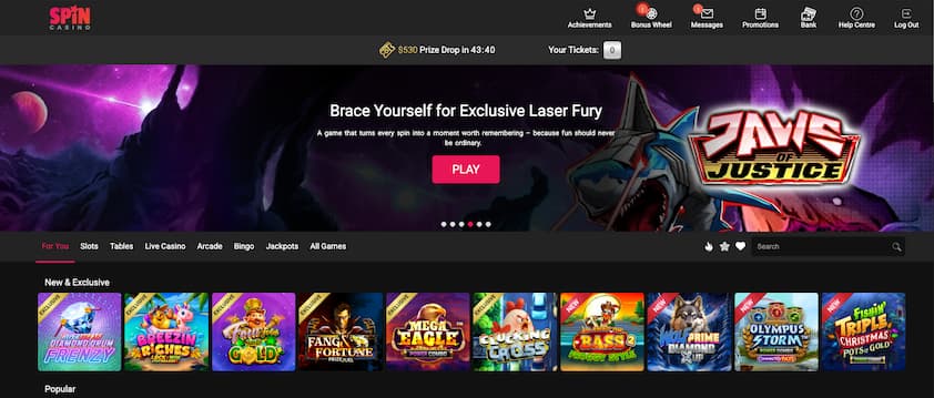 Spin Casino Newfoundland and Labrador Homepage