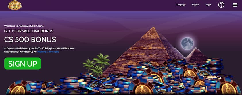 Mummy's Gold Casino Manitoba Homepage