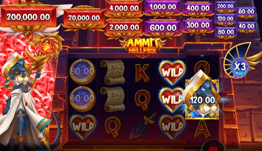 Ammit Hellfire Slot Reels With Wilds and Mystery Symbols