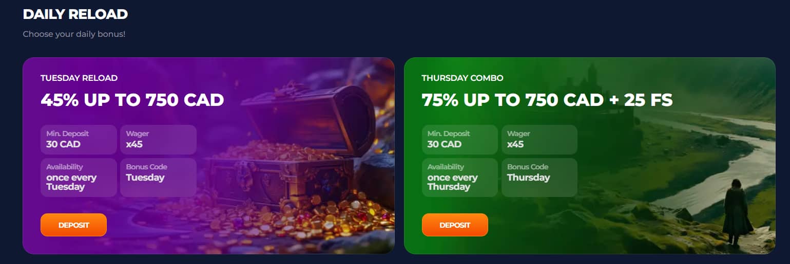 Daily Reload Bonus at Axe Casino