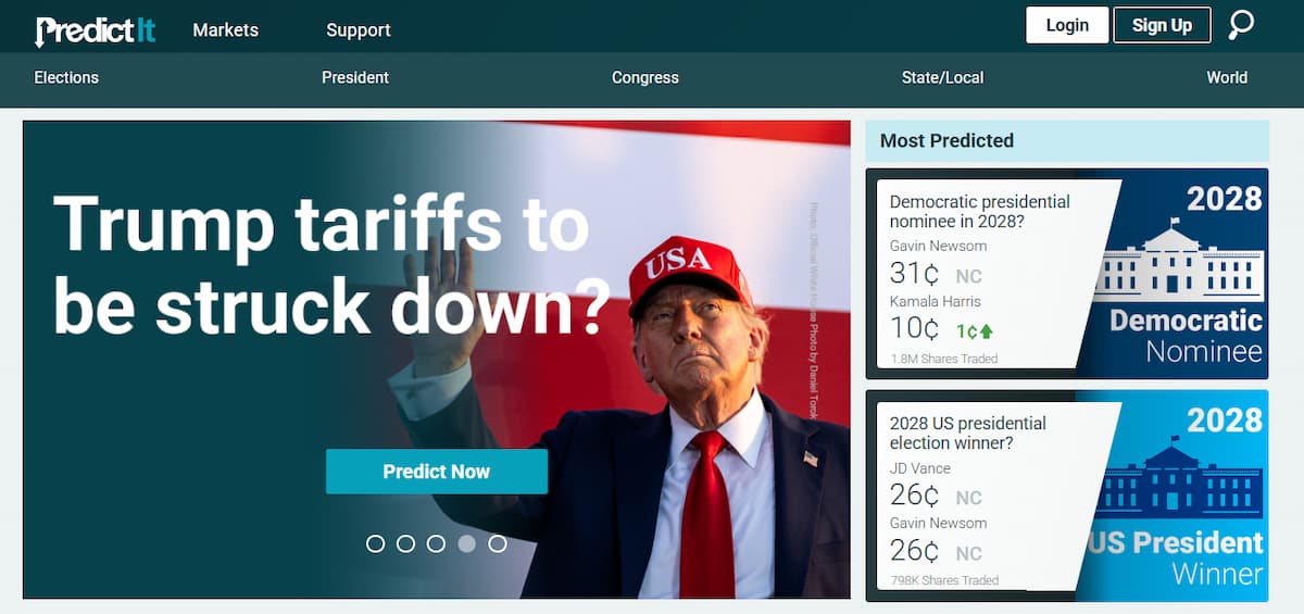 PredictIt Prediction Market Homepage