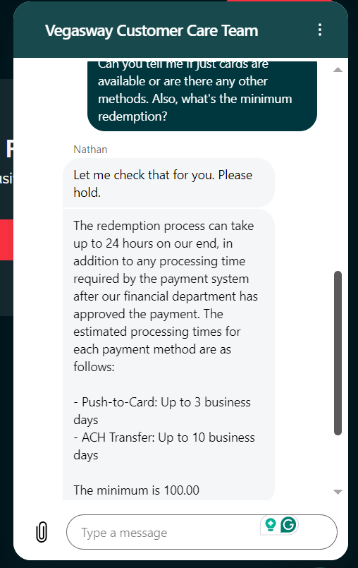 VegasWay customer support