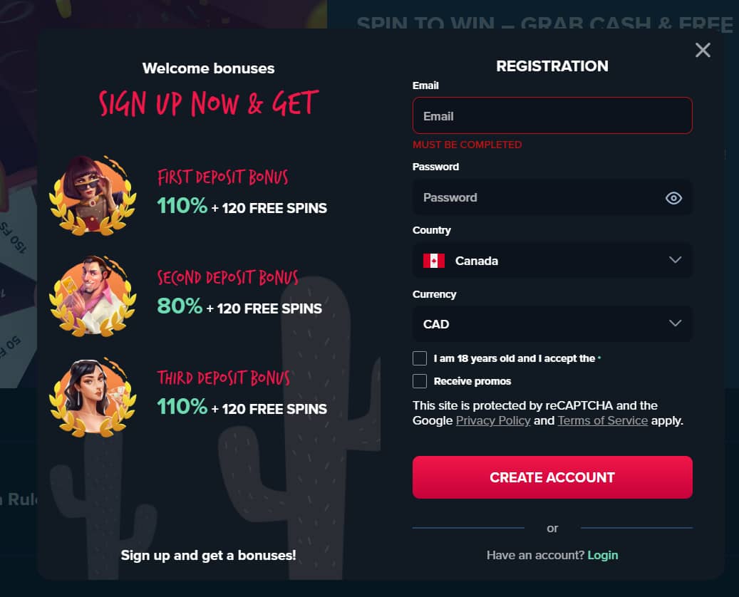The Sign Up Process at Trips Casino